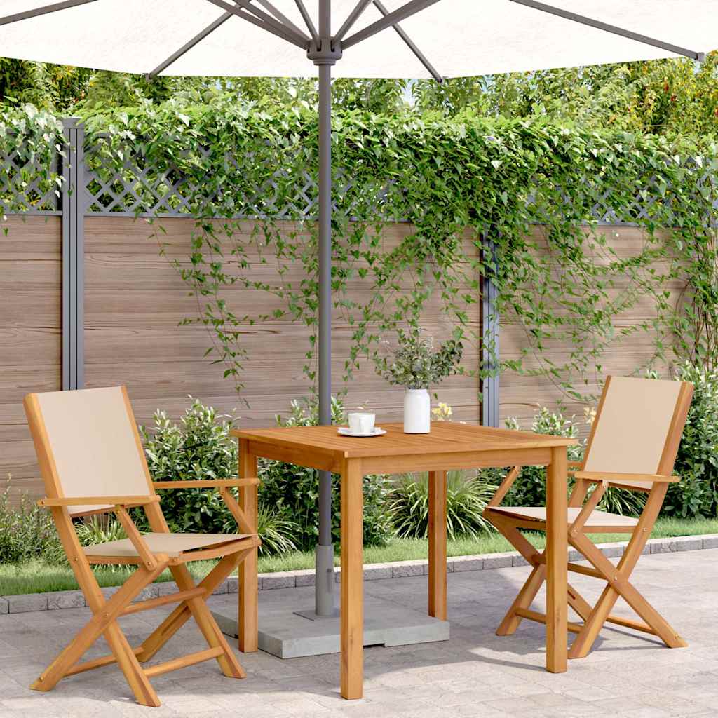 vidaXL Tuinstoelen 2 st massief acaciahout en stof beige afbeelding