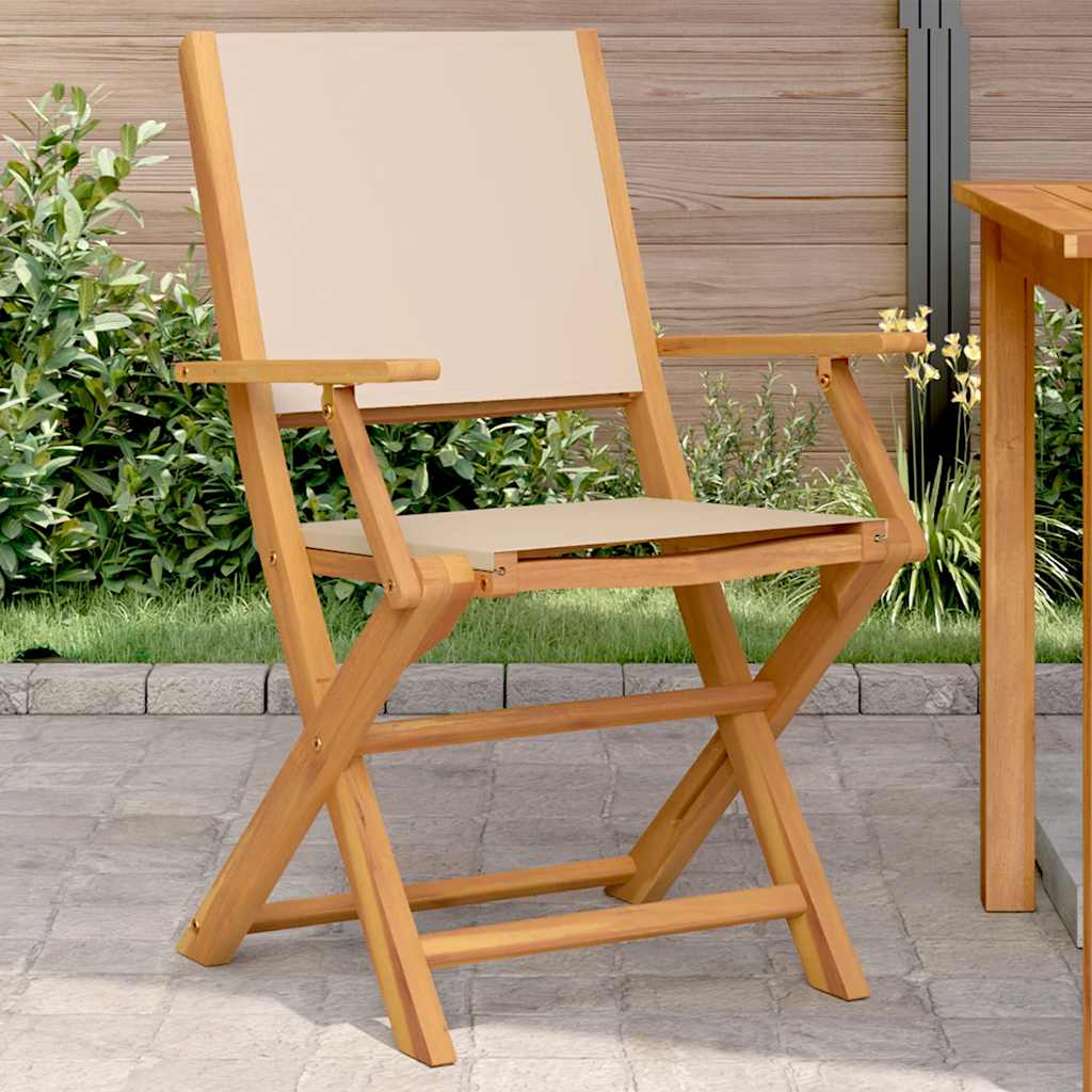 vidaXL Gartenstühle 2 Stk. Beige Massivholz Akazie & Stoff