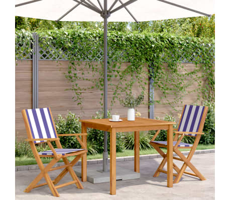 vidaXL Chaises de jardin lot de 2 bleu/blanc bois acacia massif tissu