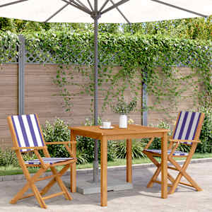 vidaXL Chaises de jardin lot de 2 bleu/blanc bois acacia massif tissu