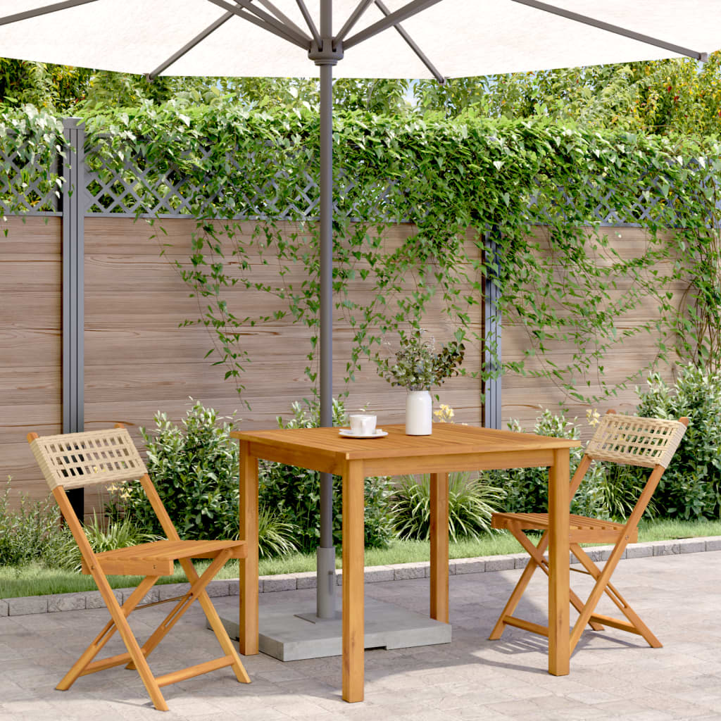 vidaXL Bistrostoelen 2 st massief acaciahout en poly rattan beige afbeelding