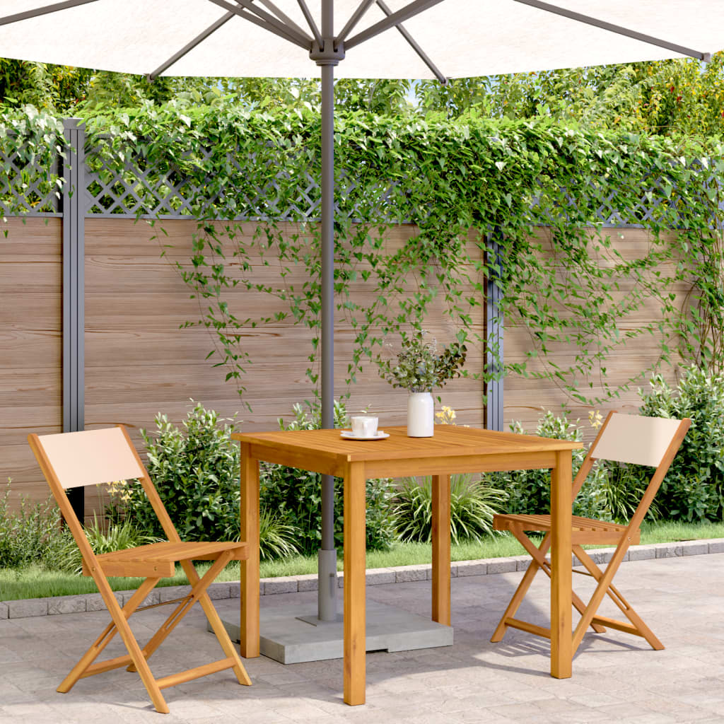 vidaXL Bistrostoelen 2 st massief acaciahout en stof beige afbeelding