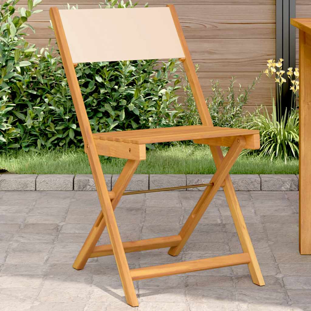 vidaXL Bistrotuolit 2 kpl beige täysi akasiapuu ja kangas