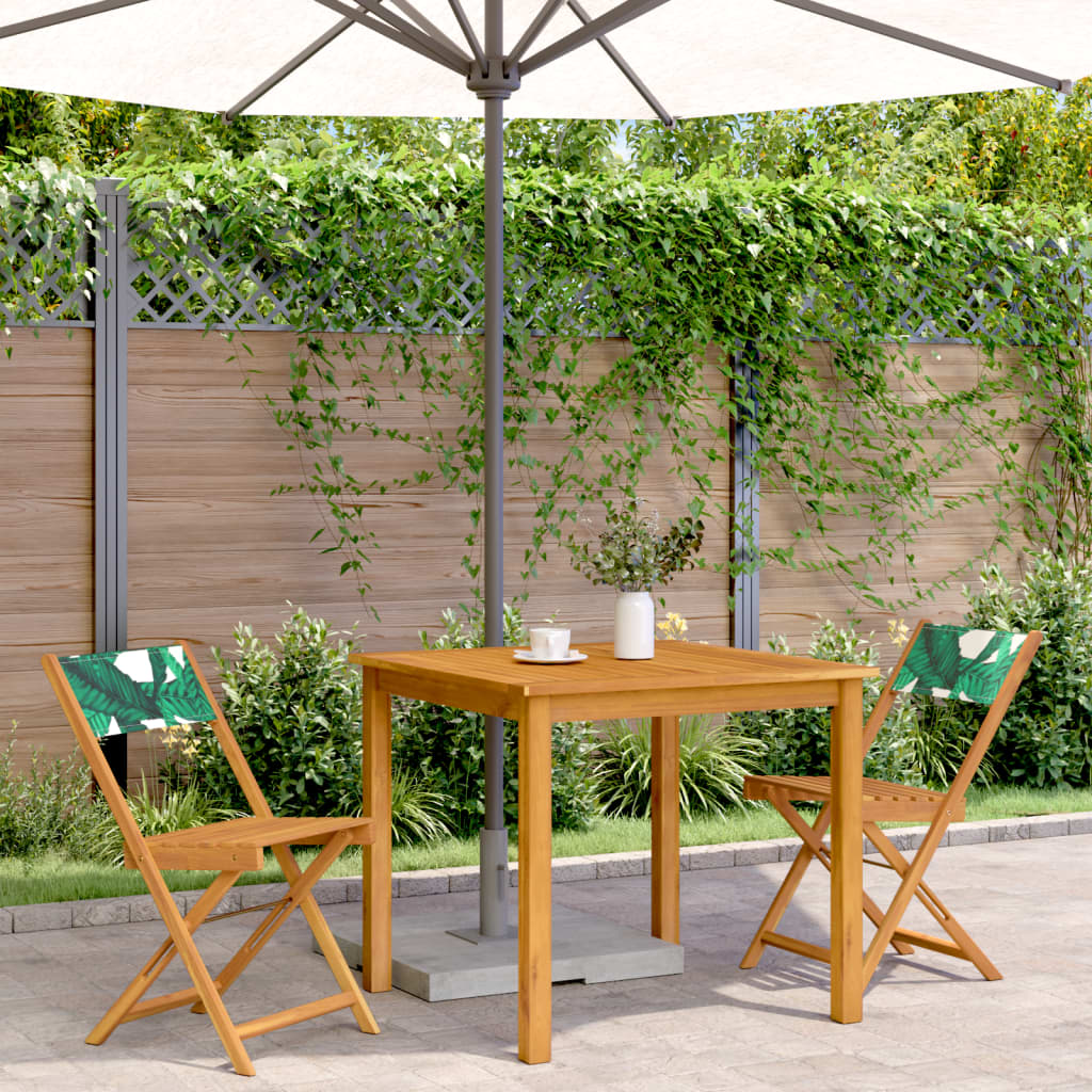 vidaXL Bistrostoelen 2 st bladpatroon massief acaciahout en stof afbeelding