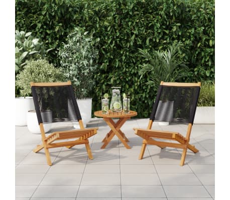 vidaXL Gartenst&uuml;hle 2 Stk. Schwarz Massivholz Akazie und Polypropylen