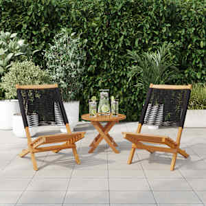 vidaXL Gartenst&uuml;hle 2 Stk. Schwarz Massivholz Akazie und Polypropylen