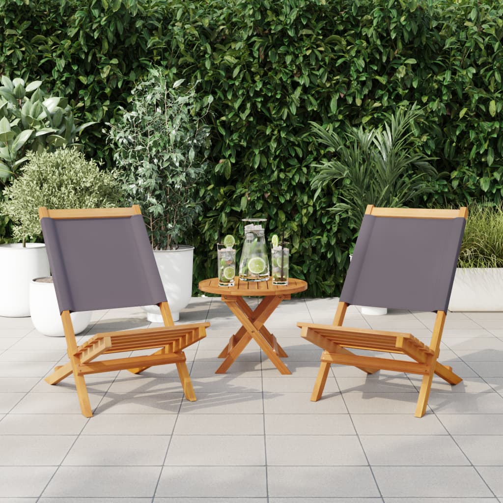 vidaXL Tuinstoelen 2 st inklapbaar acaciahout en stof antracietkleurig afbeelding