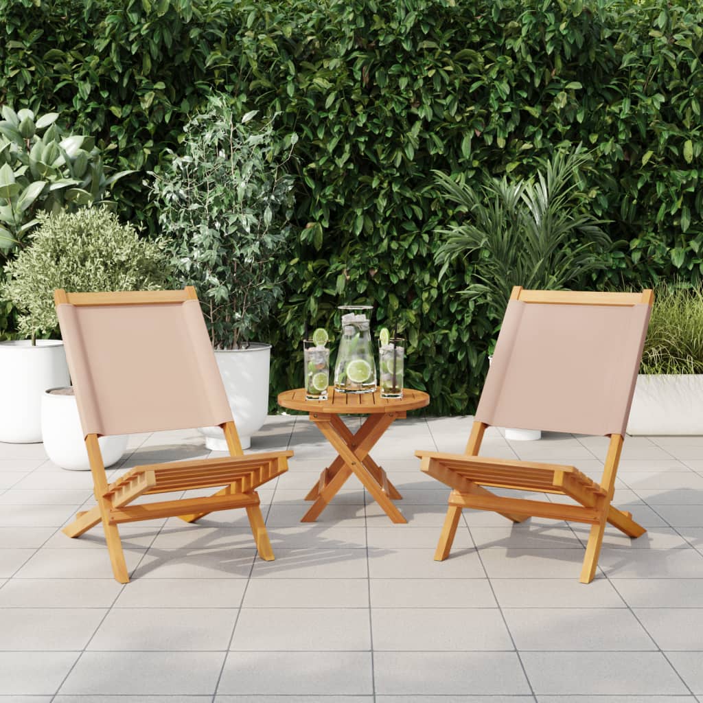 vidaXL Tuinstoelen 2 st massief acaciahout en stof taupe afbeelding