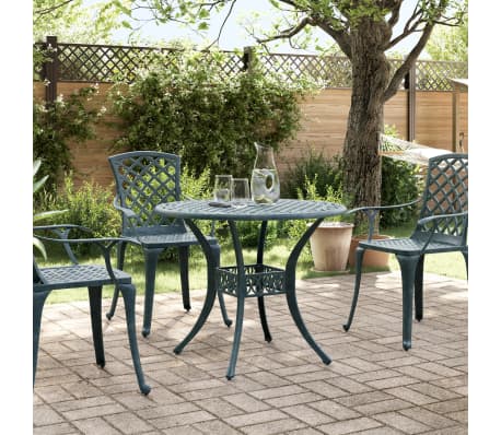vidaXL Mesa de jard&iacute;n aluminio fundido verde &Oslash;90x75 cm