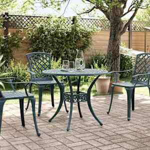 vidaXL Mesa de jard&iacute;n aluminio fundido verde &Oslash;90x75 cm