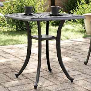 Vrtna miza črna 53x53x53 cm liti aluminij