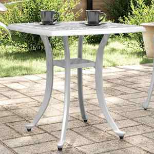 Vrtna miza bela 53x53x53 cm liti aluminij