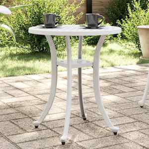 Vrtna miza bela Ø48x53 cm liti aluminij