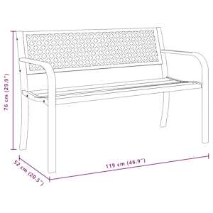 Zahradní lavice 119 cm černá ocel - obrázek 8