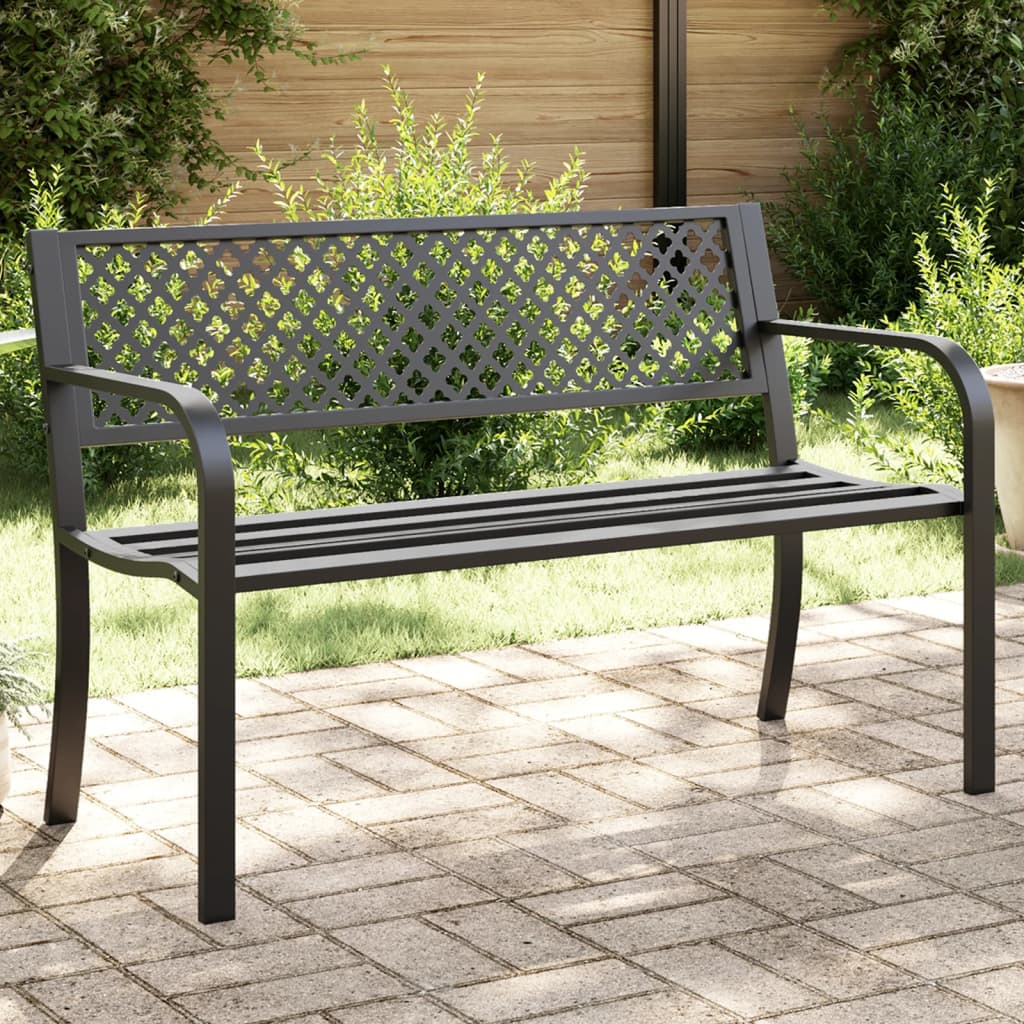 vidaXL Trädgårdsbänk 119 cm svart stål