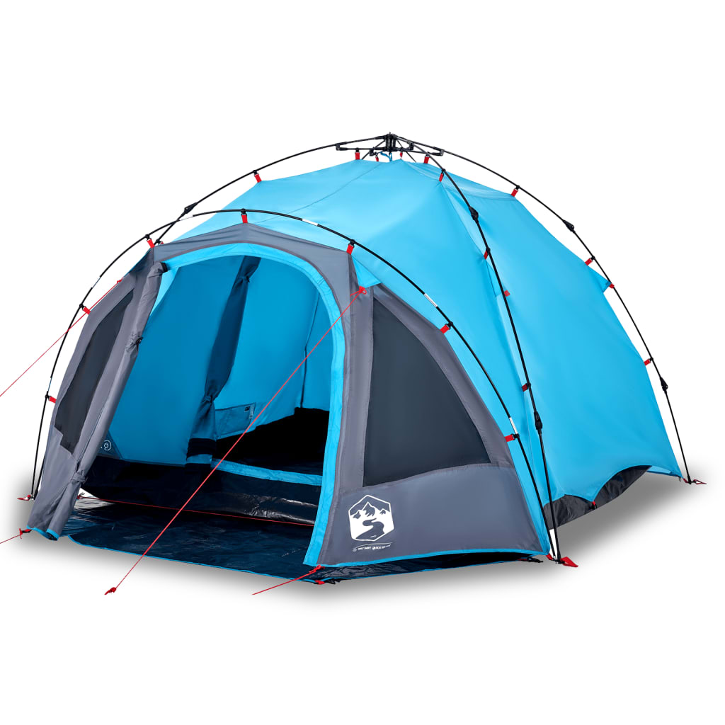 vidaXL Cort de camping cupolă 3 persoane, setare rapidă, albastru