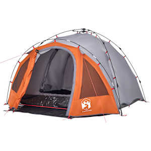 Kempingový stan kupole 3 osoby šedý a oranžový rychloupínací - obrázek 4