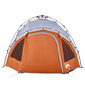 Kempingový stan kupole 3 osoby šedý a oranžový rychloupínací - obrázek 5