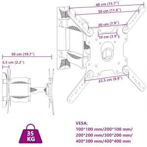 Nástěnný držák na TV 32"–55" Max VESA 400 x 400 mm 35 kg - obrázek 9
