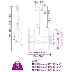 Stropní držák na TV 32"–65" Max VESA 400 x 400 mm 40 kg - obrázek 8