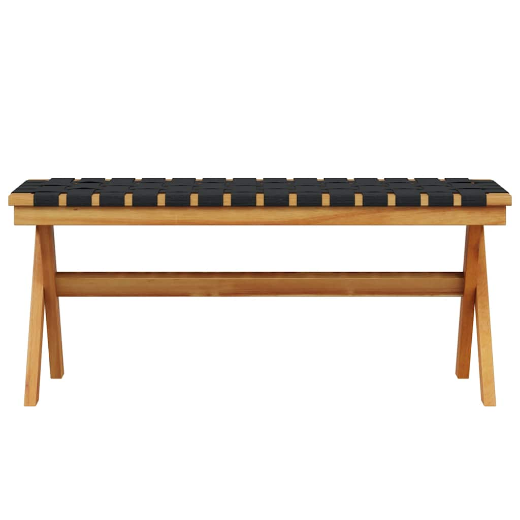 vidaXL Garden Bench Black Solid Wood Acacia and Fabric