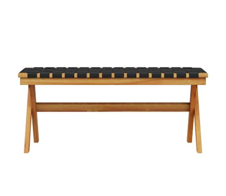 vidaXL Garden Bench Black Solid Wood Acacia and Fabric