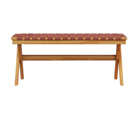 vidaXL Banco de jardim madeira de ac&aacute;cia maci&ccedil;a e tecido vermelho