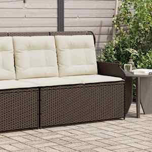 Vrtna klop z blazinami rjav poli ratan