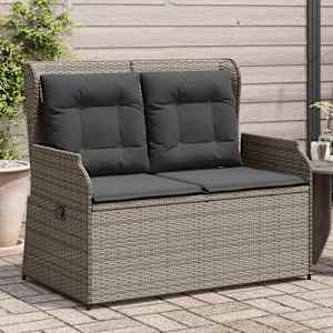 Vrtna klop z blazinami siv poli ratan