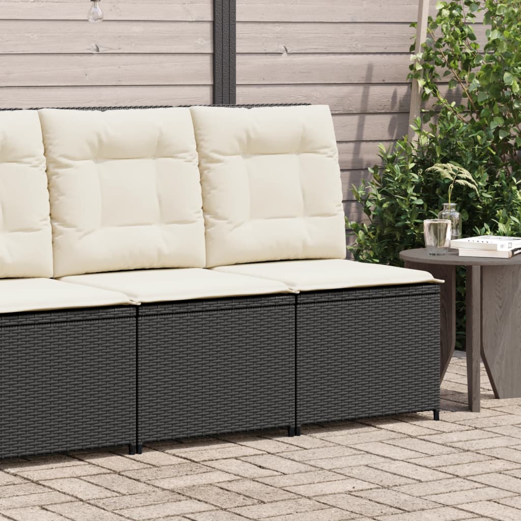 vidaXL Gartensessel mit Liegefunktion und Kissen Schwarz Poly Rattan