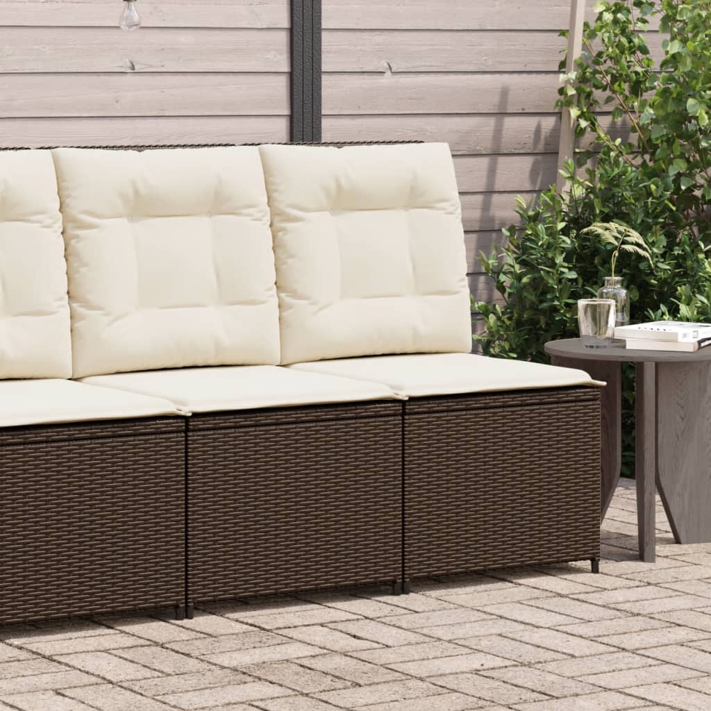 vidaXL Gartensessel mit Liegefunktion und Kissen Braun Poly Rattan