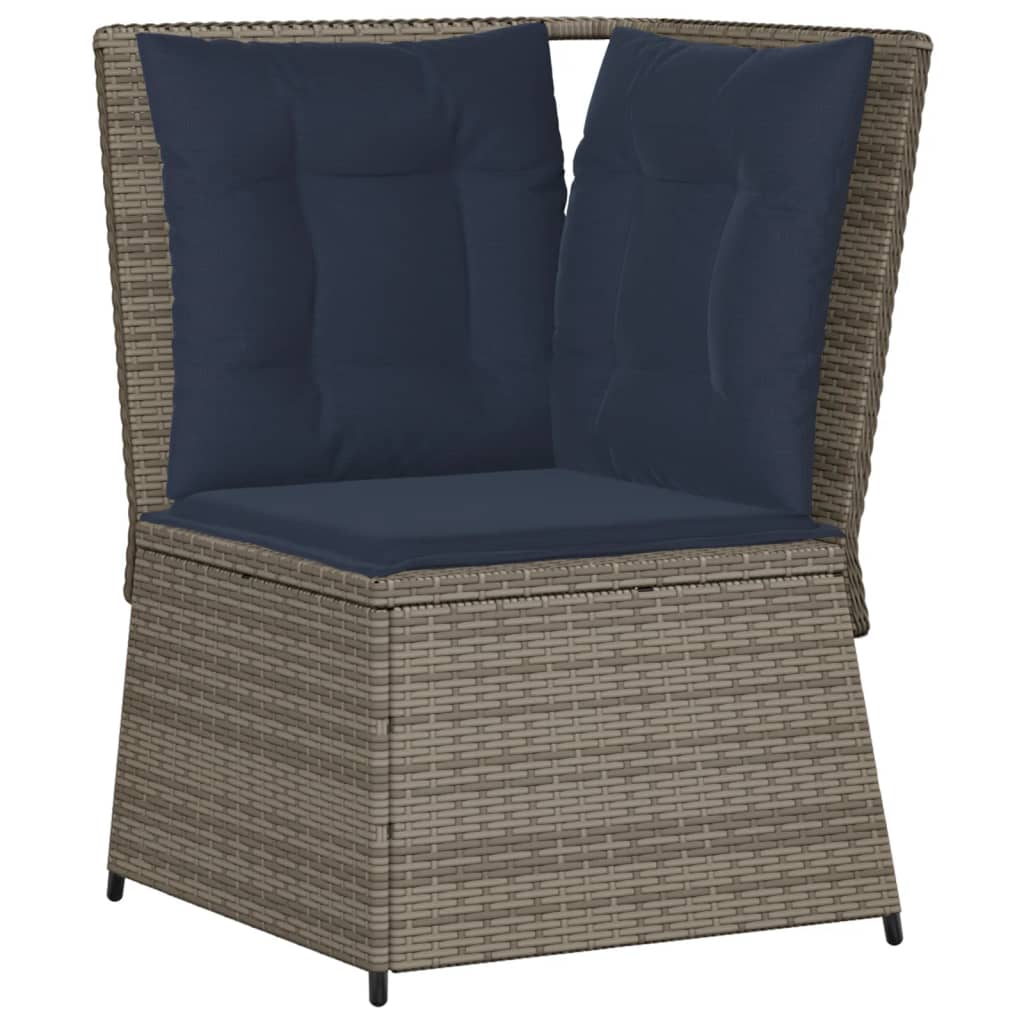 VidaXL Patio Sofa Corner With Cushions Gray Poly Rattan