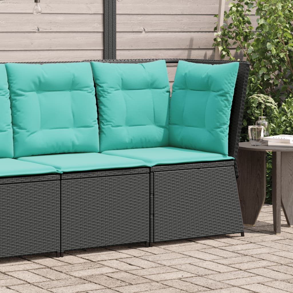 Patio Sofa Black PE rattan Compact Adjustable Feet Pati...