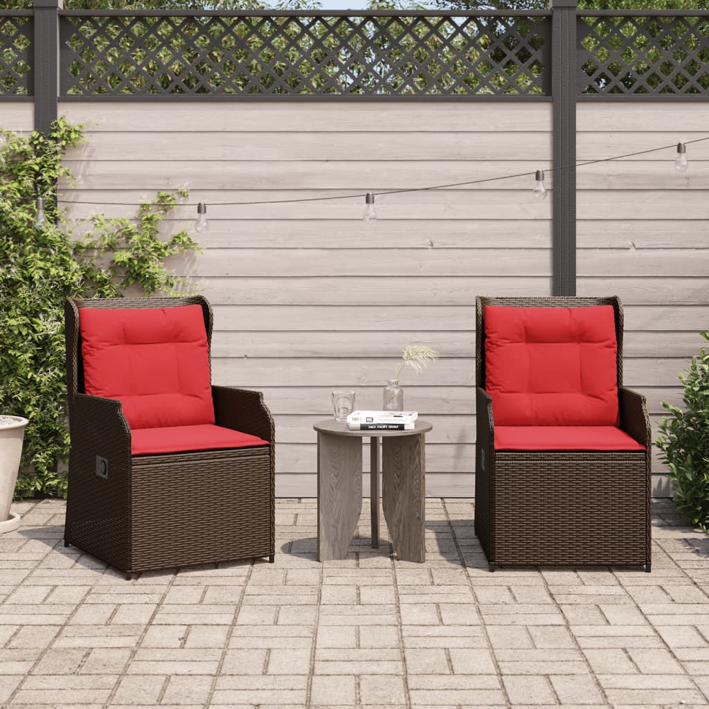 vidaXL Liege-Gartenstühle 2 Stück mit Kissen Braun Polyrattan – Bild 3