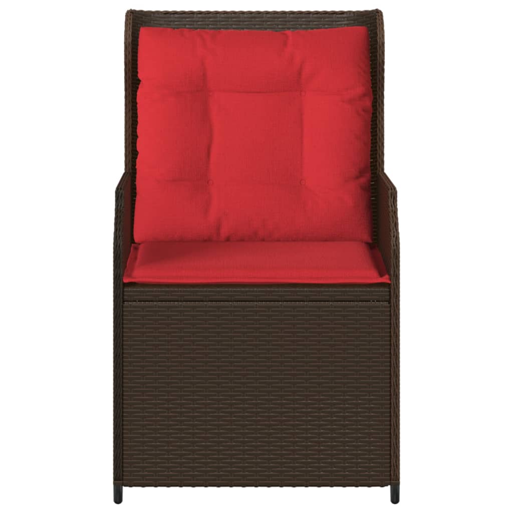 vidaXL Liege-Gartenstühle 2 Stück mit Kissen Braun Polyrattan – Bild 4