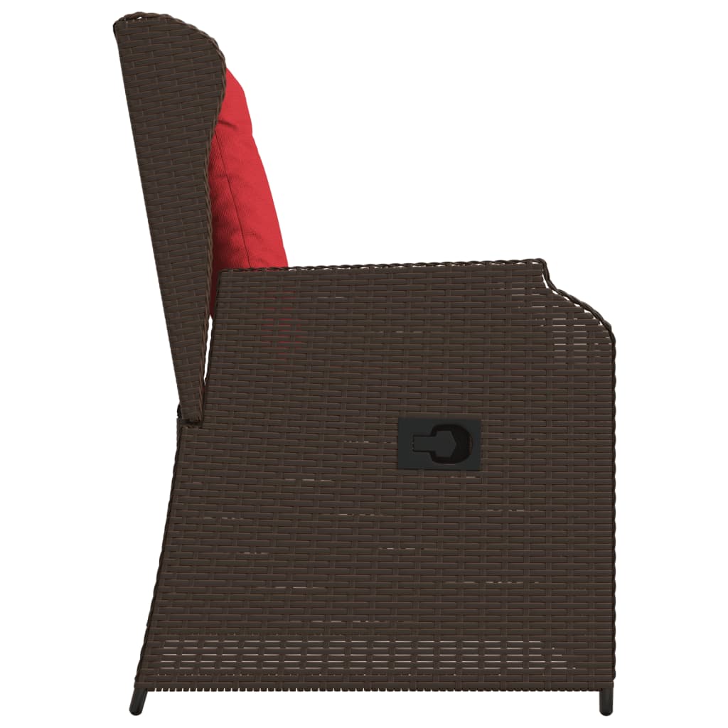 vidaXL Liege-Gartenstühle 2 Stück mit Kissen Braun Polyrattan – Bild 5