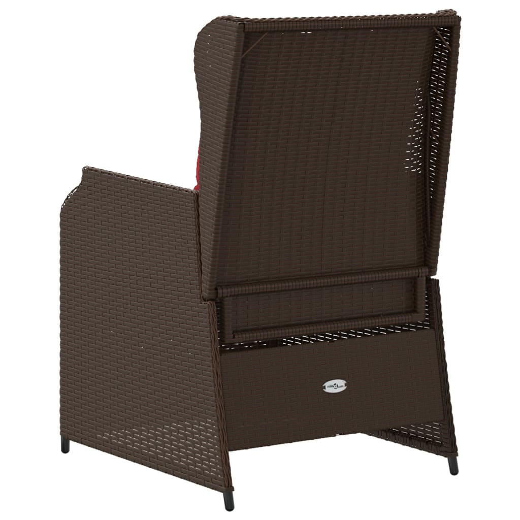 vidaXL Liege-Gartenstühle 2 Stück mit Kissen Braun Polyrattan – Bild 6