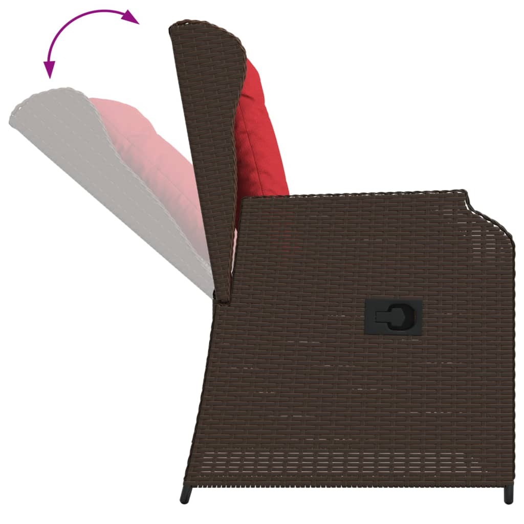 vidaXL Liege-Gartenstühle 2 Stück mit Kissen Braun Polyrattan – Bild 7