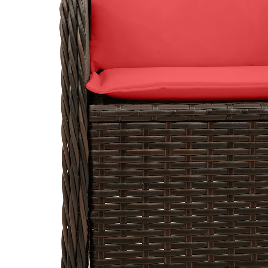 vidaXL Liege-Gartenstühle 2 Stück mit Kissen Braun Polyrattan – Bild 8