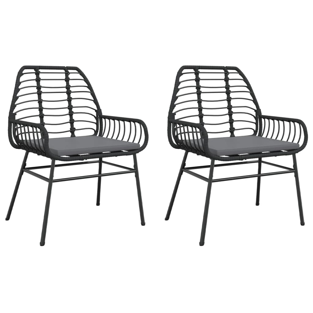 Thumbnail - vidaXL Gartenstühle 2 Stk. mit Kissen Schwarz Poly Rattan