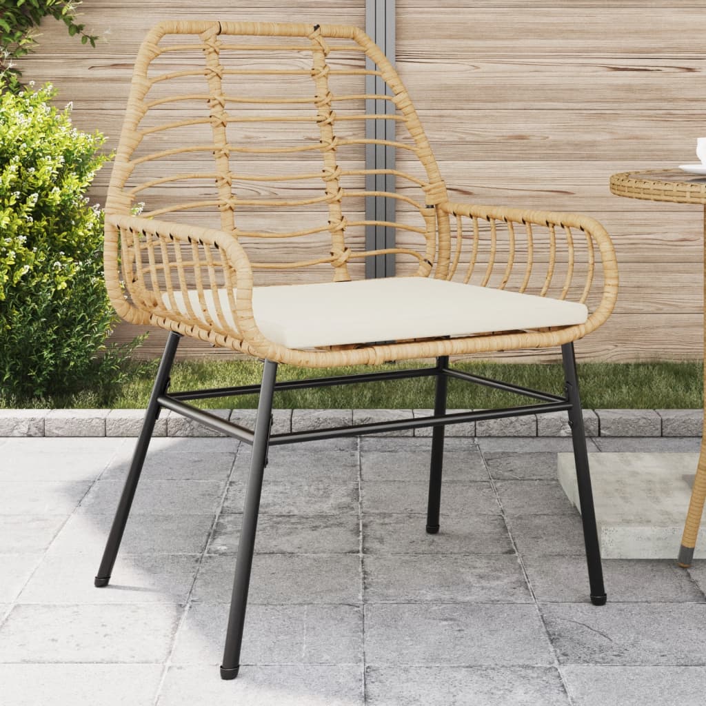 vidaXL Gartenstühle 2 Stk. mit Kissen Braun Poly Rattan