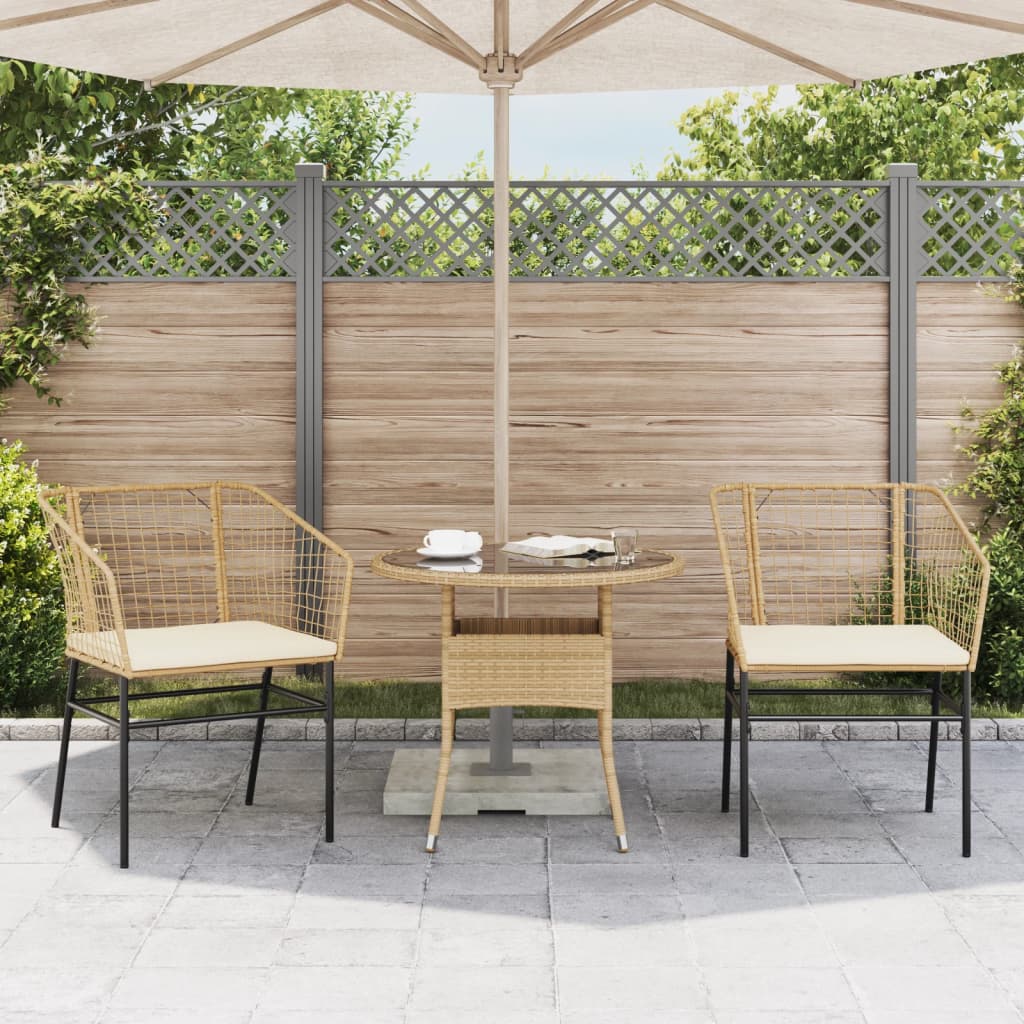 vidaXL Tuinstoelen 2 st met kussens poly rattan bruin afbeelding