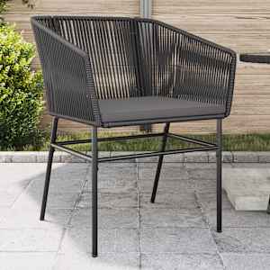 Vrtni stoli 2 kosa z blazinami črn poli ratan