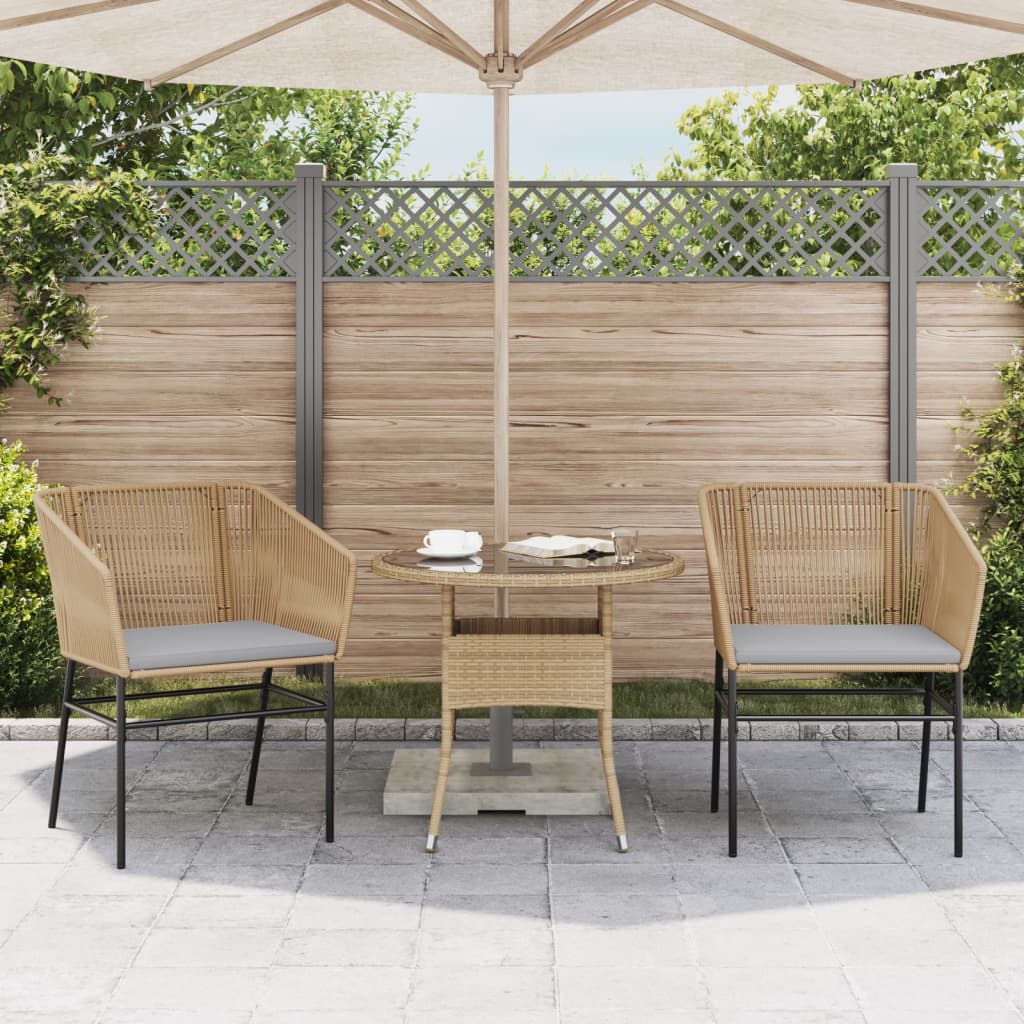 vidaXL Tuinstoelen 2 st met kussens poly rattan bruin, foto 2