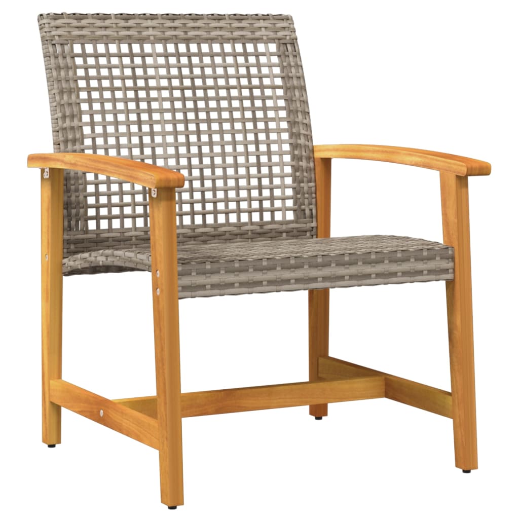 vidaXL Tuinstoelen 2 st poly rattan en acaciahout grijs afbeelding