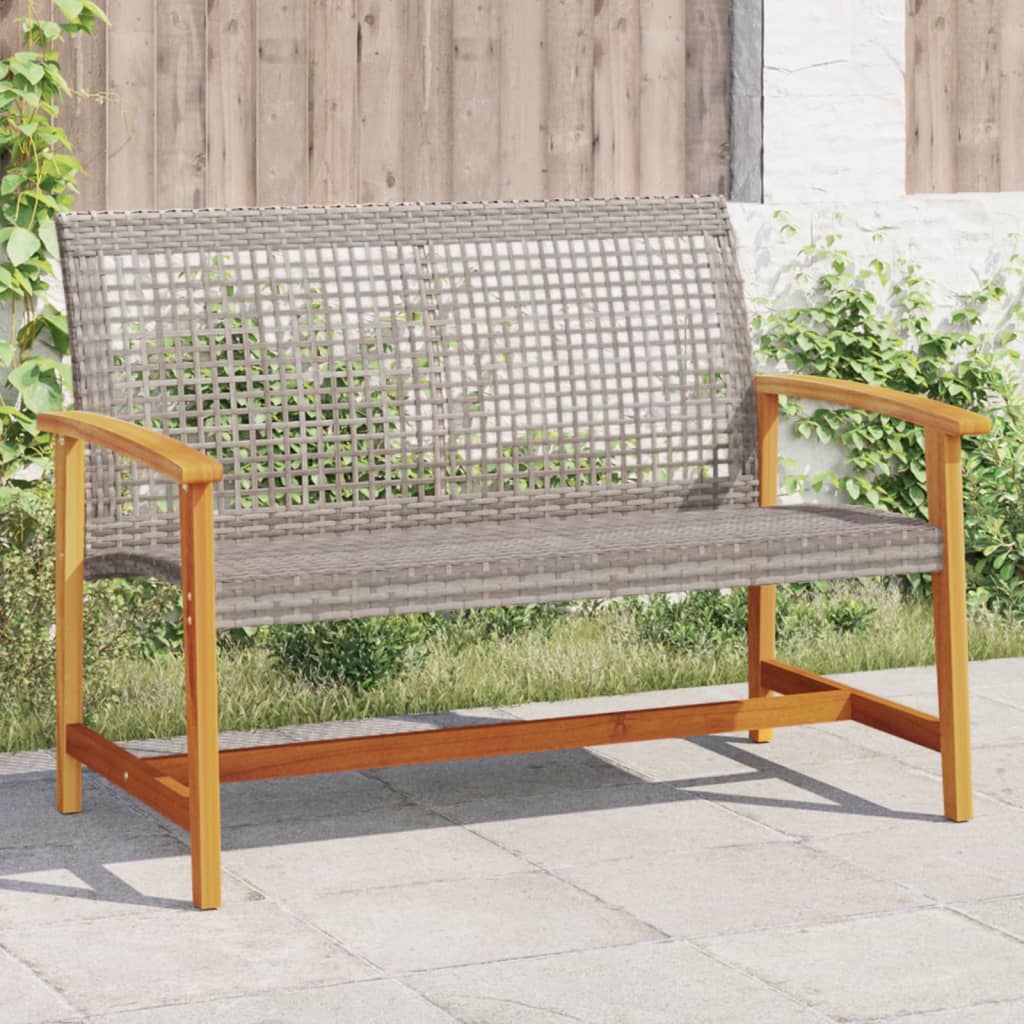 vidaXL havebænk 112 cm polyrattan og akacietræ grå