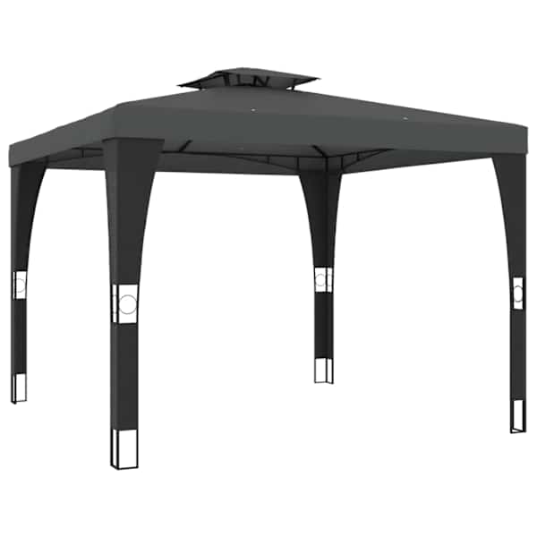 vidaXL kahekordse katusega paviljon, antratsiit, 2,98 x 2,98 m, teras