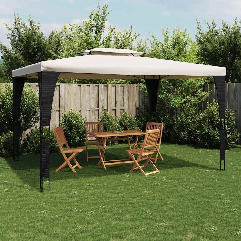 vidaXL Pavillon mit Doppeldach Creme 3,98x2,98 m Stahl