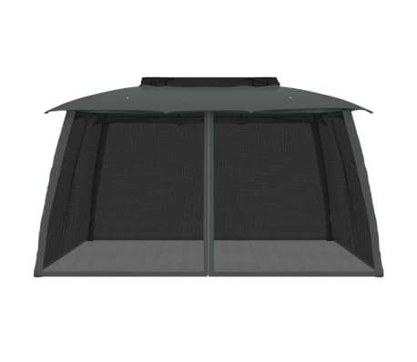 vidaXL Foișor acoperiș dublu/pereți din plasă antracit 3,93x2,93m oțel