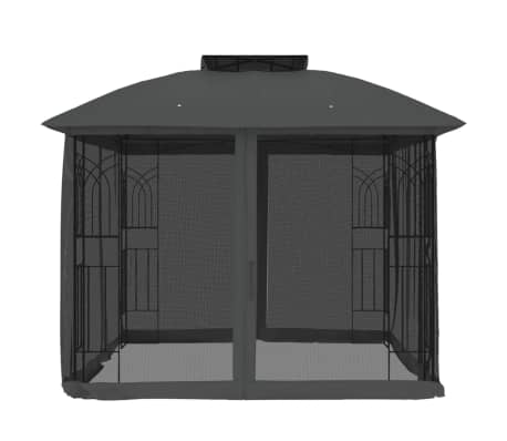 vidaXL Tonnelle avec double toit et parois en filet anthracite acier